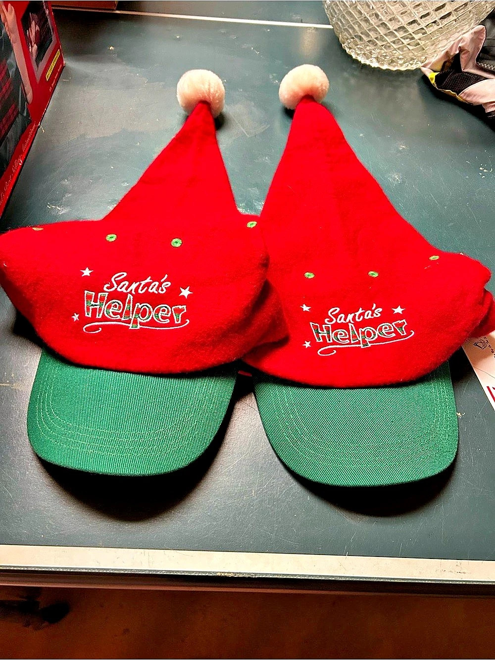 Prima Creations Santa's Helper Santa Cap Baseball Hat Hats Red & Green